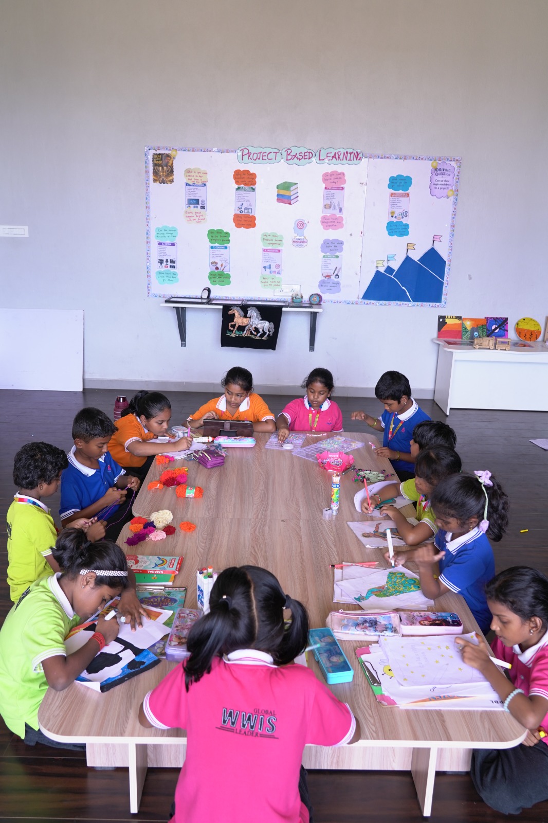 Students working together on a Project-Based Learning activity