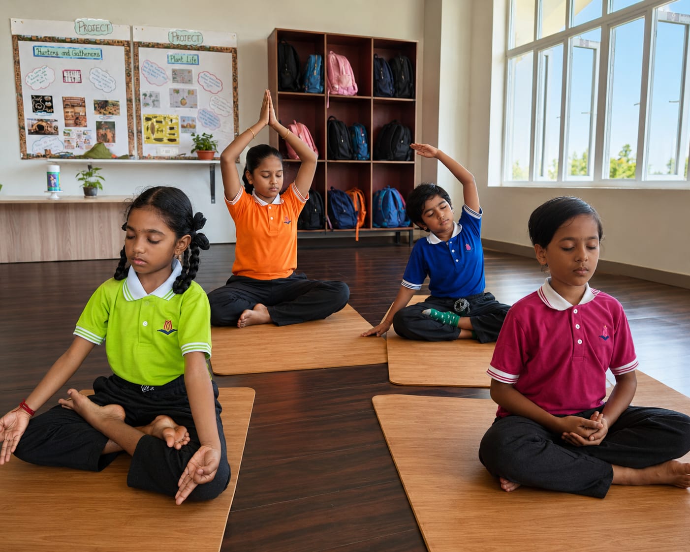 Students practicing yoga during Smart Moves